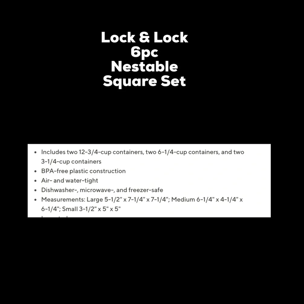 Lock & Lock 6pc Nestable Square Set Spearmint NIB